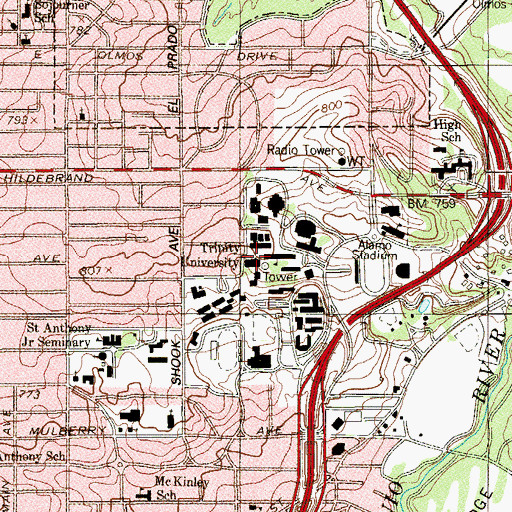Topographic Map of Murchison Memorial Tower, TX