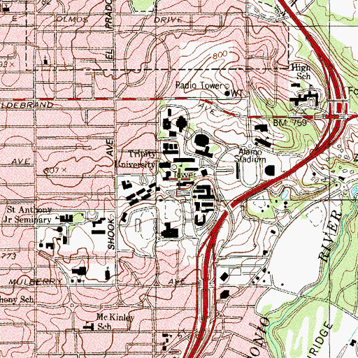 Topographic Map of Murchison Residence Hall, TX