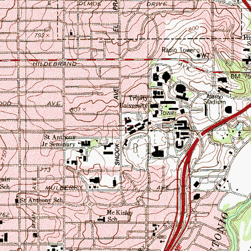 Topographic Map of North Residence Hall, TX