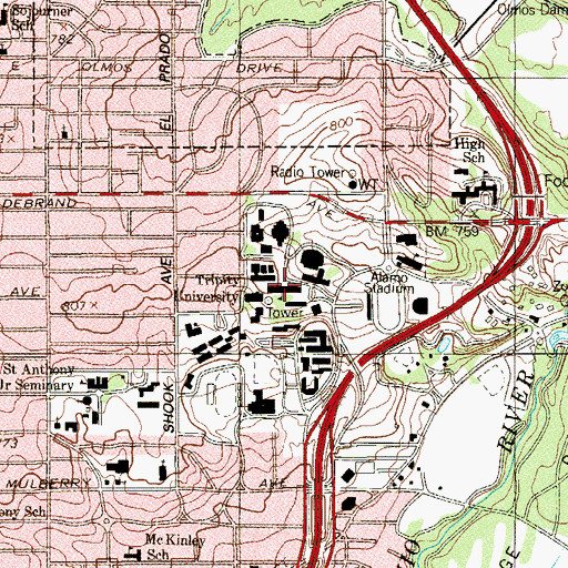 Topographic Map of Northrup Hall, TX