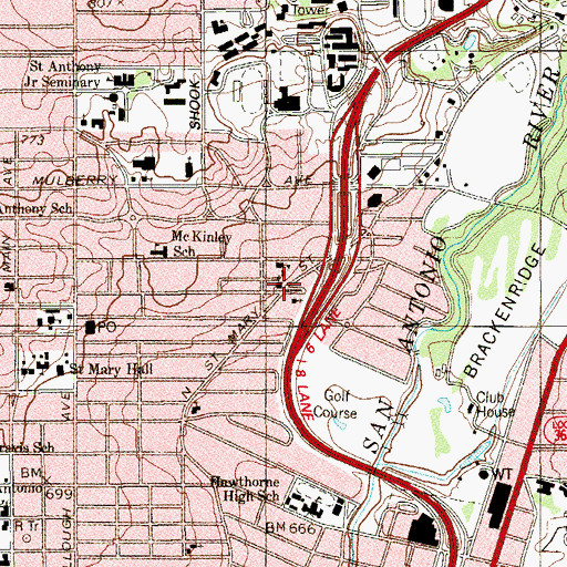 Topographic Map of Our Lady of Sorrows Senior Center, TX