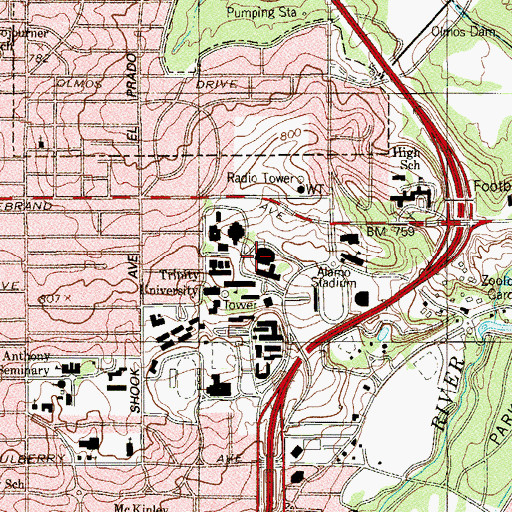 Topographic Map of Richardson Communications Center, TX