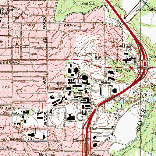 Topographic Map of Ruth Taylor Theater, TX