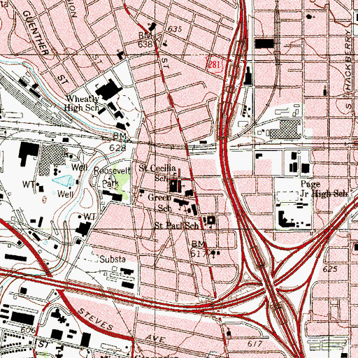 Topographic Map of Saint Cecilia Catholic Church Convent, TX