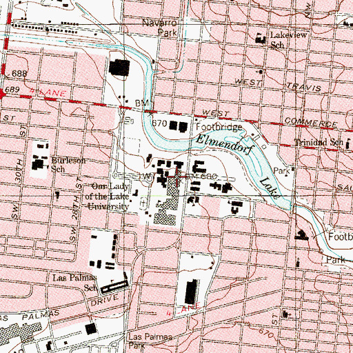 Topographic Map of Saint Martin Hall, TX