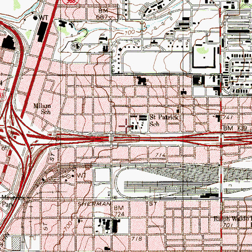 Topographic Map of Saint Patricks Catholic Church Community Center, TX