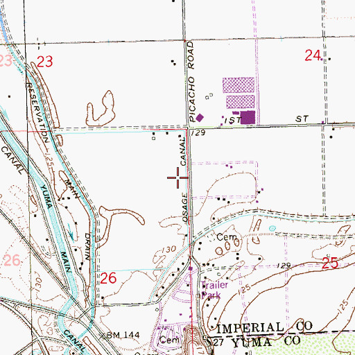 Topographic Map of Osage Canal, CA