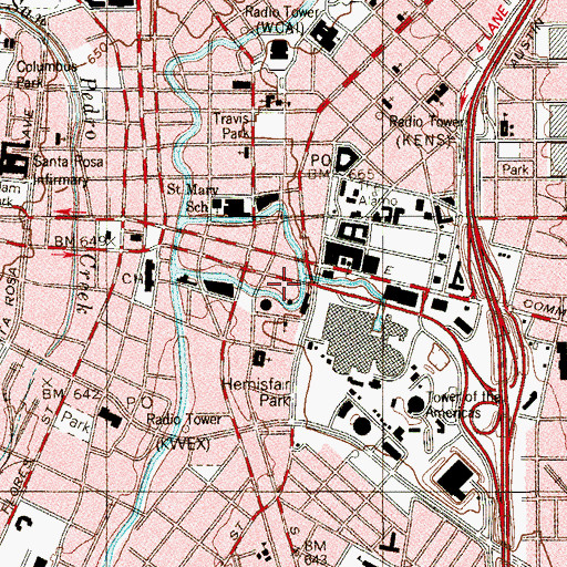 Topographic Map of San Antonio City Main Library Annex, TX