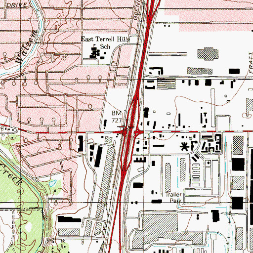 Topographic Map of Interchange 162, TX