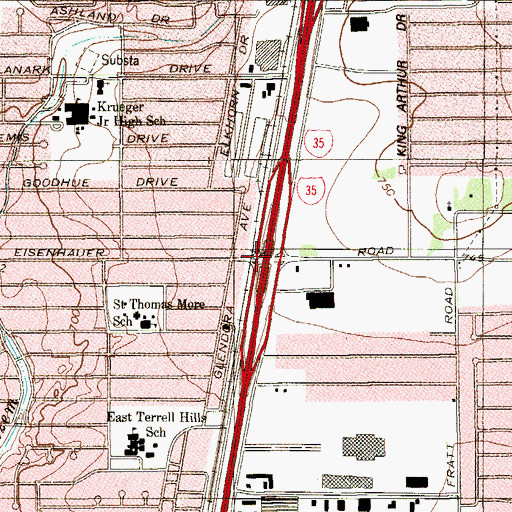 Topographic Map of Interchange 163, TX