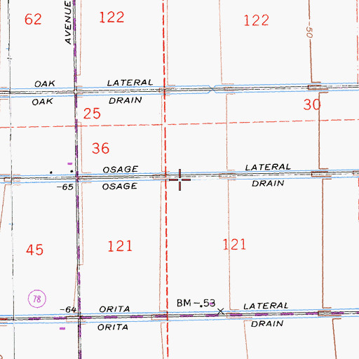Topographic Map of Osage Drain, CA