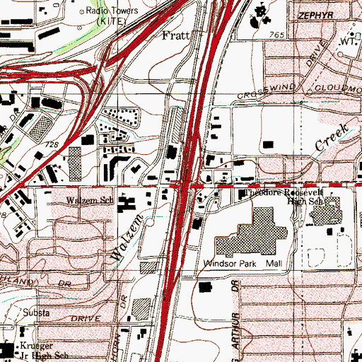 Topographic Map of Interchange 165, TX