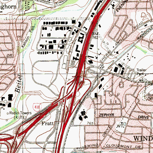 Topographic Map of Interchange 166, TX