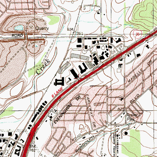 Topographic Map of Interchange 167B, TX