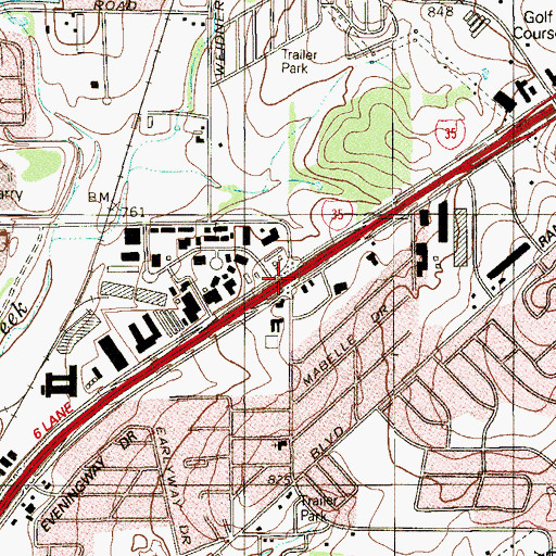 Topographic Map of Interchange 168, TX