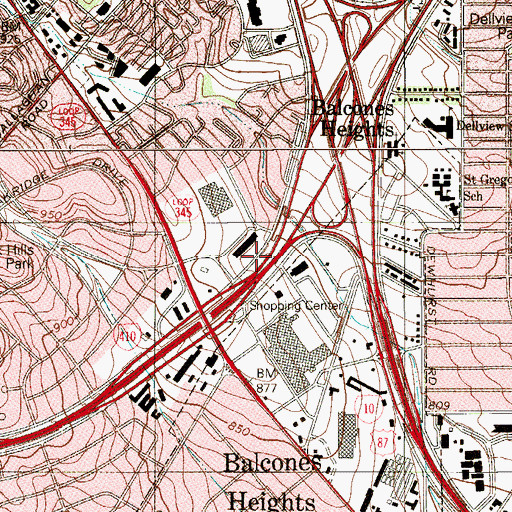 Topographic Map of Interchange 16B, TX