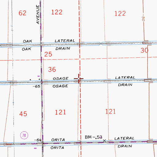 Topographic Map of Osage Lateral, CA
