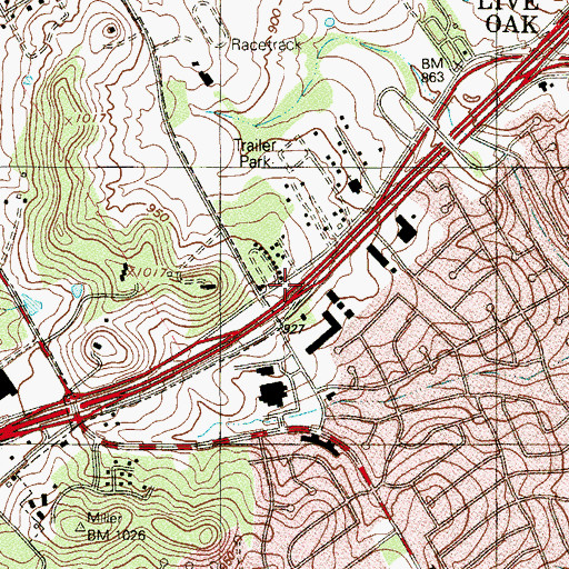 Topographic Map of Interchange 171, TX