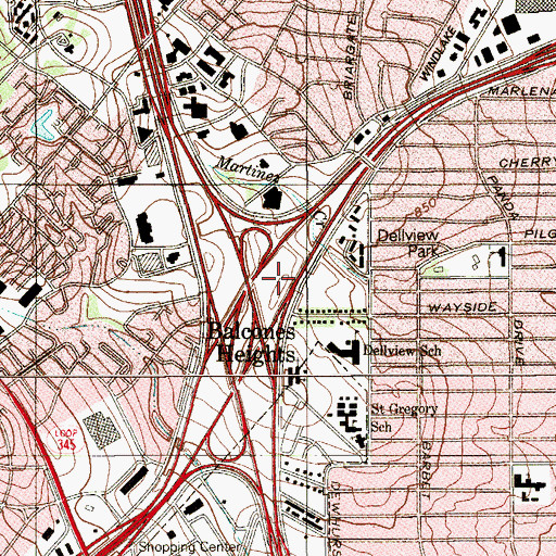 Topographic Map of Interchange 17A, TX