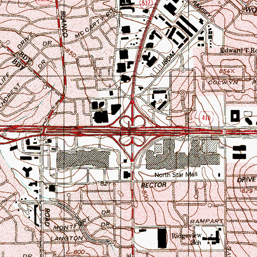 Topographic Map of Interchange 20, TX