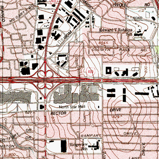 Topographic Map of Interchange 20A, TX