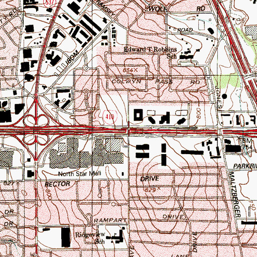 Topographic Map of Interchange 20B, TX