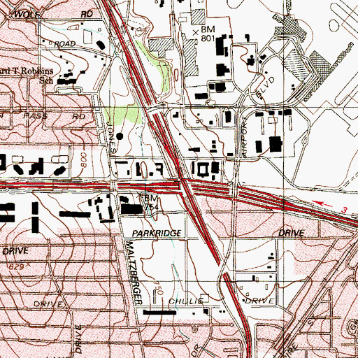 Topographic Map of Interchange 21, TX