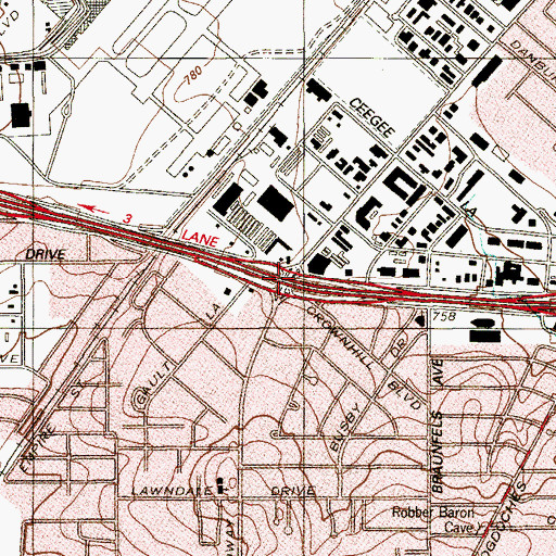 Topographic Map of Interchange 22, TX