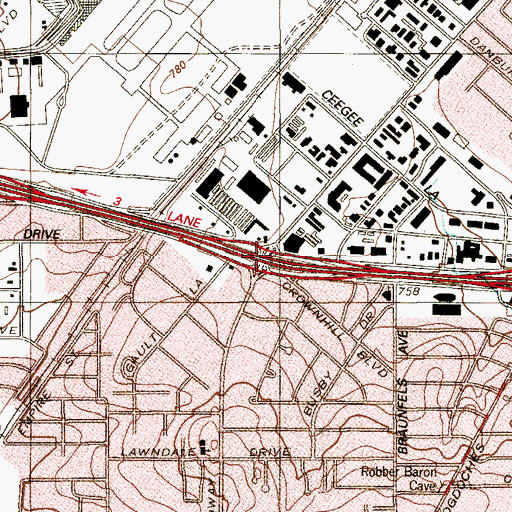 Topographic Map of Interchange 22, TX