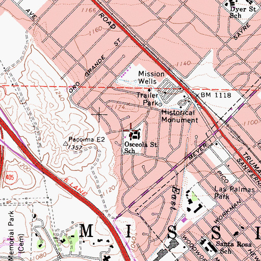 Topographic Map of Osceola Elementary School, CA