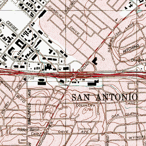 Topographic Map of Interchange 23, TX