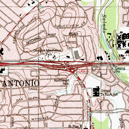 Topographic Map of Interchange 24, TX