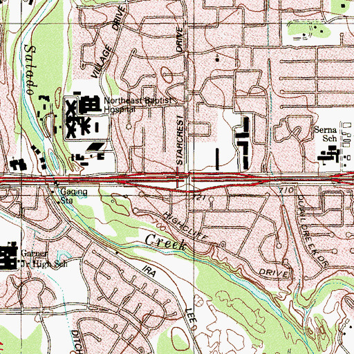 Topographic Map of Interchange 25A, TX