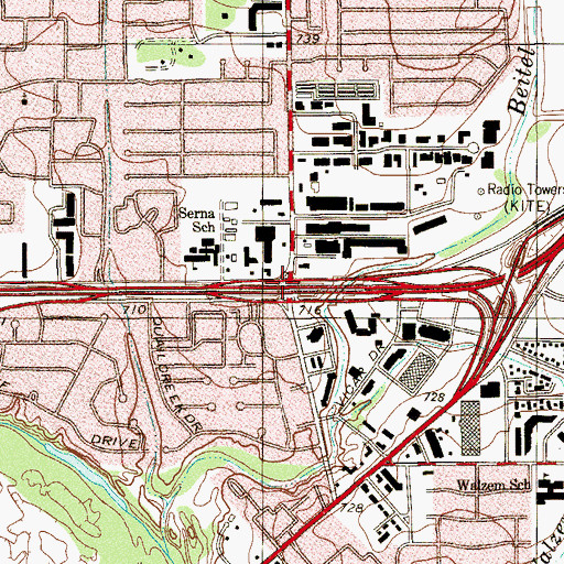 Topographic Map of Interchange 25B, TX