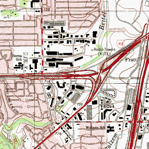Topographic Map of Interchange 26A, TX