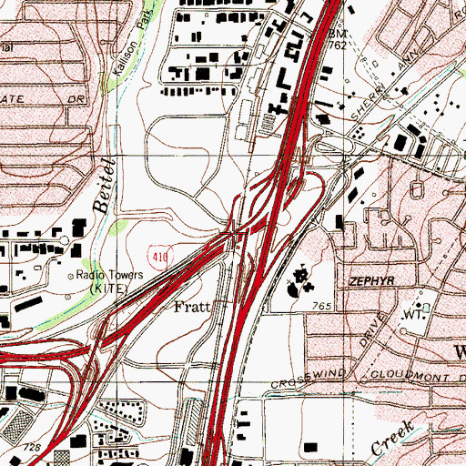 Topographic Map of Interchange 27, TX