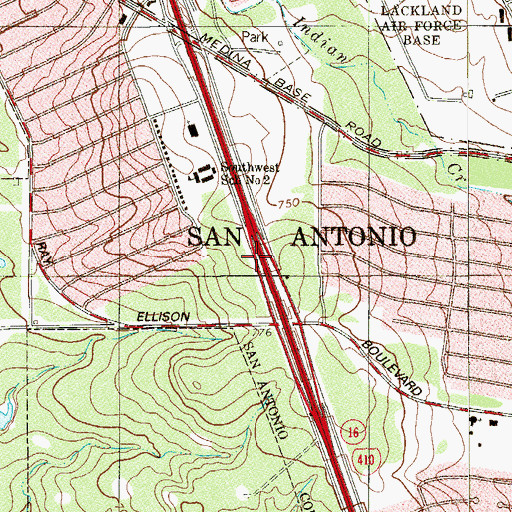 Topographic Map of Interchange 3, TX