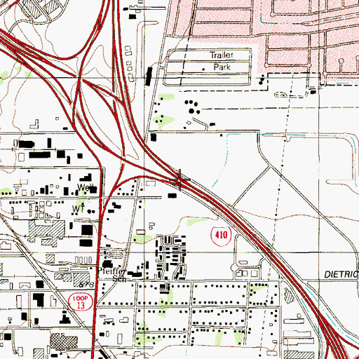 Topographic Map of Interchange 32, TX