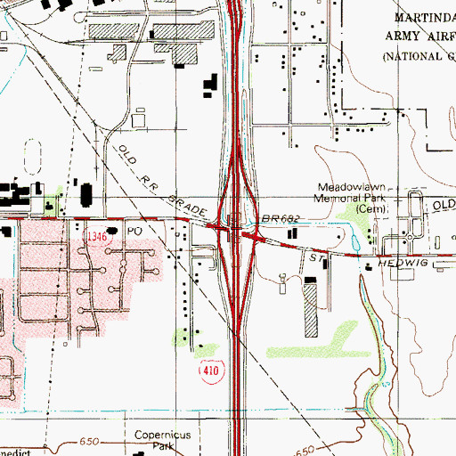 Topographic Map of Interchange 34, TX