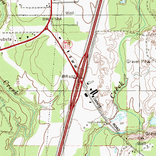 Topographic Map of Interchange 39, TX