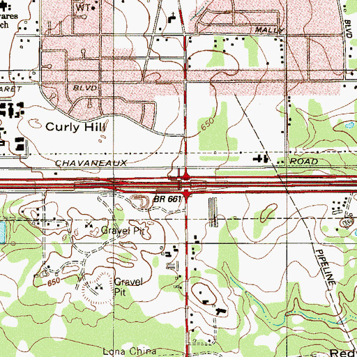 Topographic Map of Interchange 48, TX