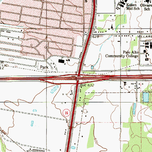 Topographic Map of Interchange 49, TX