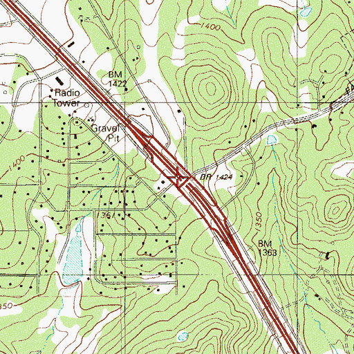 Topographic Map of Interchange 546, TX