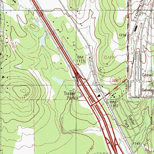 Topographic Map of Interchange 550, TX