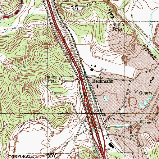 Topographic Map of Interchange 555, TX