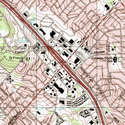 Topographic Map of Interchange 561, TX