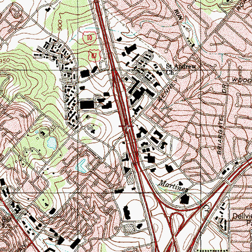 Topographic Map of Interchange 563, TX