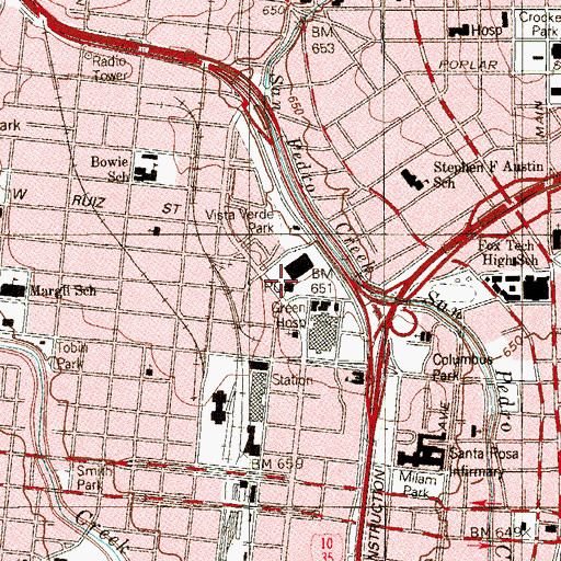 Topographic Map of Station A San Antonio Post Office, TX