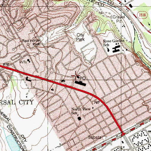 Topographic Map of Universal City Post Office, TX
