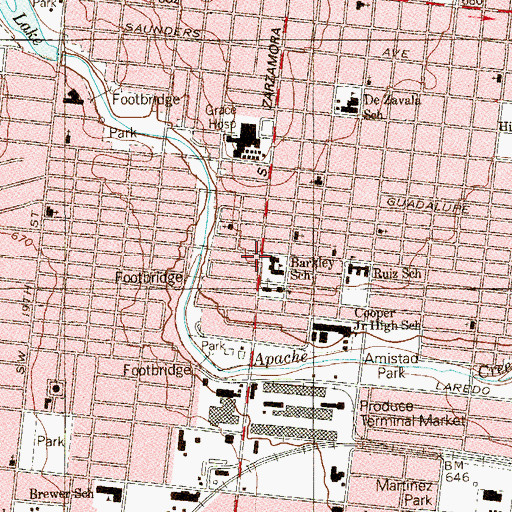 Topographic Map of Alamo Center, TX